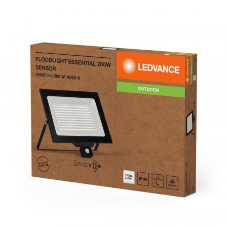 LEDVANCE LED Fluter Floodlight Essential mit Sensor 200W 4000K Neutralweiß IP44 schwarz